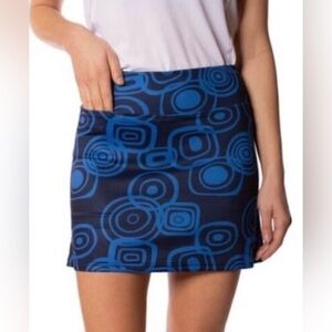 Golftini Eager Eyes Pull-On A-Line Skort Blue Geometric Print Size Large NWT